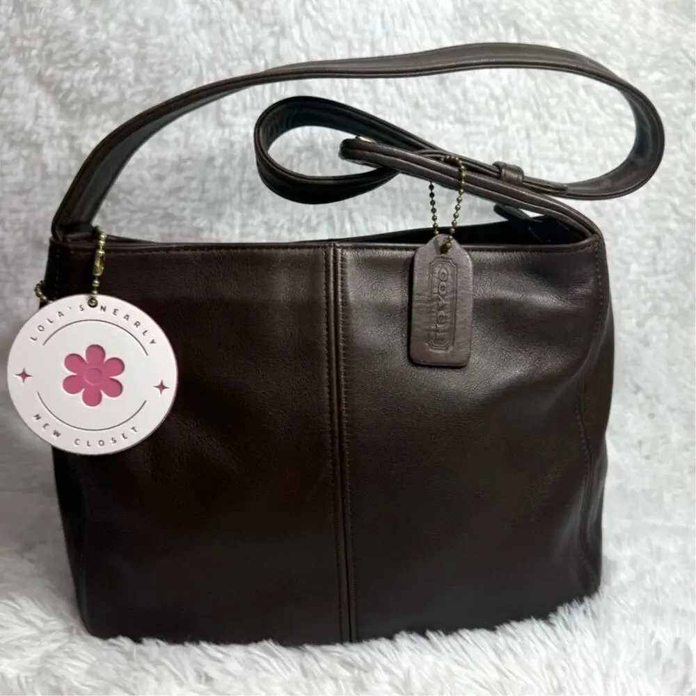 Vintage COACH 1997 Mahogany 4174 Flatiron Zip Shoulder Bag